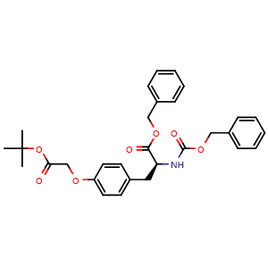 Chemical structure of O-(2-tert-Butoxy-2-oxoethyl)-N-Cbz-L-tyrosine benzyl ester , CAS 213757-54-1, AChemBlock Y235511