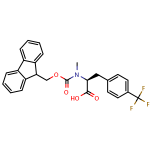 Chemical structure of N-Fmoc-N-methyl-4-(trifluoromethyl)-L-phenylalanine , CAS 2255321-51-6, AChemBlock Y235513