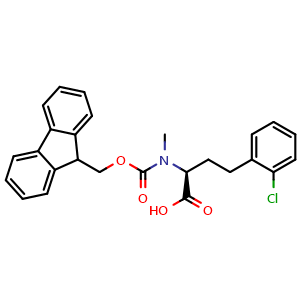 Chemical structure of N-Fmoc-N-methyl-2-chloro-L-homophenylalanine , CAS 2255321-18-5, AChemBlock Y235518