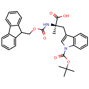Chemical structure of 1-Boc-N-Fmoc-a-methyl-D-tryptophan , CAS 220155-72-6, AChemBlock Y235523