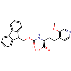 Chemical structure of (S)-a-(Fmoc-amino)-3-methoxy-4-pyridinebutanoic acid , CAS 2349487-07-4, AChemBlock Y235541