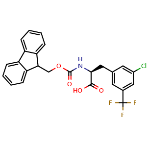 Chemical structure of N-Fmoc-3-chloro-5-(trifluoromethyl)-L-phenylalanine , CAS 2349403-51-4, AChemBlock Y235545