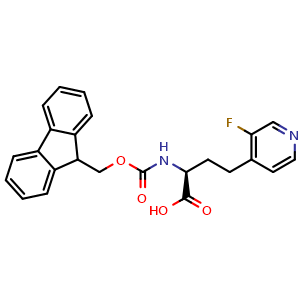 Chemical structure of (S)-a-(Fmoc-amino)-3-fluoro-4-pyridinebutanoic acid , CAS 2349346-76-3, AChemBlock Y235547