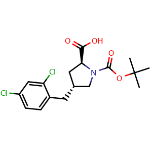 Chemical structure of N-Boc-(4R)-4-(2,4-dichlorobenzyl)-L-proline , CAS 959582-83-3, AChemBlock Y235564