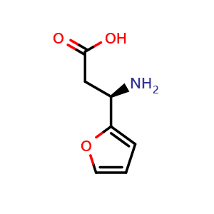 Chemical structure of (R)-3-Amino-3-(2-furyl)propanoic acid , CAS 73495-08-6, AChemBlock Y235575