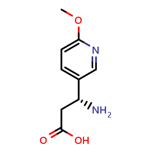 Chemical structure of (R)-3-Amino-3-(6-methoxy-3-pyridyl)-propionic acid , CAS 712321-46-5, AChemBlock Y235578