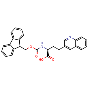 Chemical structure of (S)-a-(Fmoc-amino)-3-quinolinebutanoic acid , CAS 672964-70-4, AChemBlock Y235579