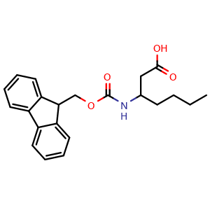 Chemical structure of 3-(Fmoc-amino)heptanoic acid , CAS 683219-85-4, AChemBlock Y235582
