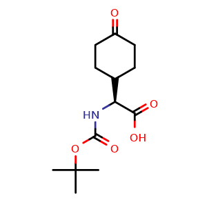 Chemical structure of (S)-a-(Boc-amino)-4-oxocyclohexaneacetic acid , CAS 848498-05-5, AChemBlock Y235600