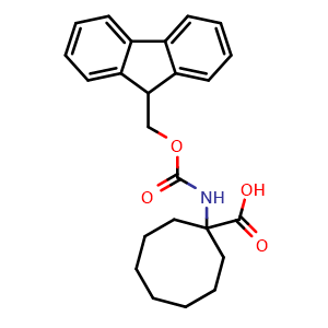 Chemical structure of 1-(Fmoc-amino)cyclooctanecarboxylic acid , CAS 222166-38-3, AChemBlock Y235620