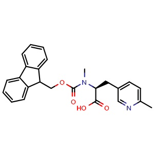 Chemical structure of (S)-a-(N-Fmoc-N-methyl-amino)-6-methyl-3-pyridinepropanoic acid , CAS 2306433-40-7, AChemBlock Y235626