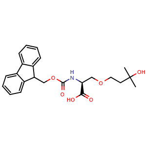Chemical structure of N-Fmoc-O-(3-hydroxy-3-methylbutyl)-L-serine , CAS 2255321-47-0, AChemBlock Y235627