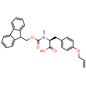 Chemical structure of N-Fmoc-N-methyl-O-allyl-L-tyrosine , CAS 2306128-24-3, AChemBlock Y235630