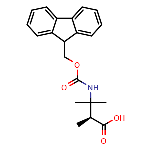 Chemical structure of Fmoc-(S)-3-amino-2,3-dimethylbutanoic acid , CAS 2349598-87-2, AChemBlock Y235633