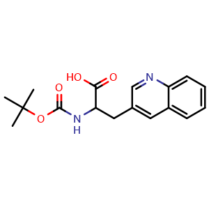 Chemical structure of a-(Boc-amino)-3-quinolinepropanoic acid , CAS 1100747-96-3, AChemBlock Y235636