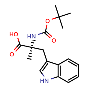 Chemical structure of N-Boc-a-methyl-L-tryptophan , CAS 204067-15-2, AChemBlock Y235639