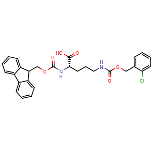 Chemical structure of N2-Fmoc-N5-[(2-chlorobenzyloxy)carbonyl]-L-ornithine , CAS 198561-86-3, AChemBlock Y235644