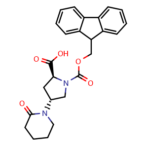 Chemical structure of N-Fmoc-(4R)-4-(2-oxo-1-piperidinyl)-L-proline , CAS 2029092-01-9, AChemBlock Y235649