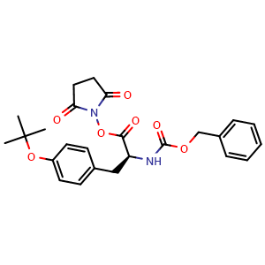 Chemical structure of Cbz-O-tert-butyl-L-tyrosine N-hydroxysuccinimide ester , CAS 10068-67-4, AChemBlock Y235655