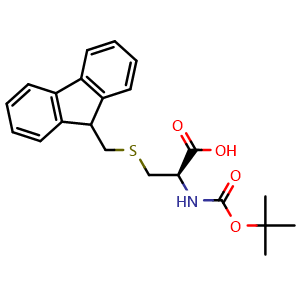Chemical structure of S-[(9H-Fluoren-9-yl)methyl]-N-Boc-L-cysteine , CAS 84888-35-7, AChemBlock Y235675
