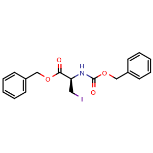 Chemical structure of N-Cbz-3-iodo-L-alanine benzyl ester , CAS 65926-39-8, AChemBlock Y235677