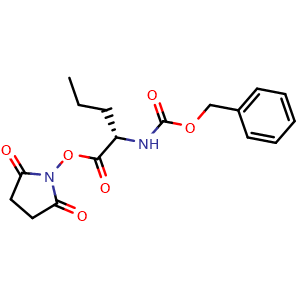 Chemical structure of N-Cbz-L-norvaline N-hydroxysuccinimide ester , CAS 71447-85-3, AChemBlock Y235680