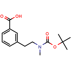 Chemical structure of 3-[2-(N-Boc-N-methylamino)ethyl]benzoic acid , CAS 1093938-77-2, AChemBlock Y235687