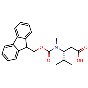 Chemical structure of (R)-3-(N-Fmoc-N-methyl-amino)-4-methylpentanoic acid , CAS 882183-86-0, AChemBlock Y235688