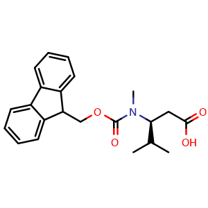 Chemical structure of (S)-3-(N-Fmoc-N-methyl-amino)-4-methylpentanoic acid , CAS 2883500-07-8, AChemBlock Y235689