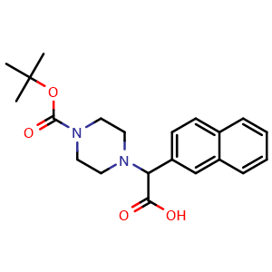 Chemical structure of a-(2-Naphthalenyl)-4-Boc-1-piperazineacetic acid , CAS 885274-80-6, AChemBlock Y235704
