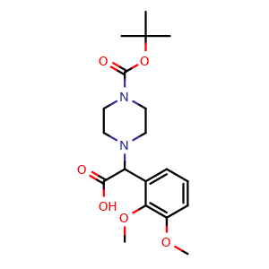 Chemical structure of a-(2,3-Dimethoxyphenyl)-4-Boc-1-piperazineacetic acid , CAS 885274-63-5, AChemBlock Y235711