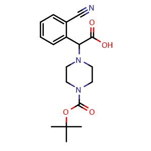 Chemical structure of a-(2-Cyanophenyl)-4-Boc-1-piperazineacetic acid , CAS 885274-31-7, AChemBlock Y235715