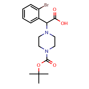 Chemical structure of a-(2-Bromophenyl)-4-Boc-1-piperazineacetic acid , CAS 885273-04-1, AChemBlock Y235718