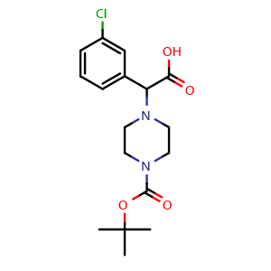 Chemical structure of a-(3-Chlorophenyl)-4-Boc-1-piperazineacetic acid , CAS 885272-99-1, AChemBlock Y235719