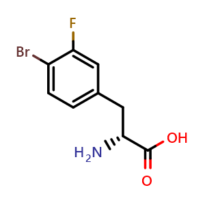 Chemical structure of 4-Bromo-3-fluoro-D-phenylalanine , CAS 1270183-26-0, AChemBlock Y235722