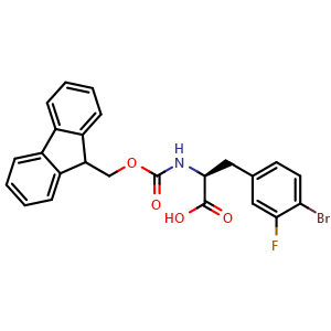 Chemical structure of N-Fmoc-4-bromo-3-fluoro-L-phenylalanine , CAS 1997465-15-2, AChemBlock Y235727