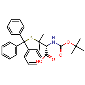 Chemical structure of N-Boc-3-(trityl-thio)-L-valine , CAS 135592-13-1, AChemBlock Y235733