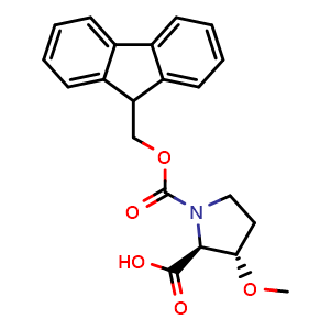 Chemical structure of Fmoc-(3S)-3-methoxy-L-proline , CAS 1344157-79-4, AChemBlock Y235740