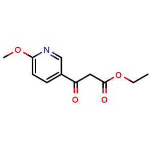 Chemical structure of 6-Methoxy-b-oxo-3-pyridinepropanoic acid ethyl ester , CAS 1491168-25-2, AChemBlock Y235771
