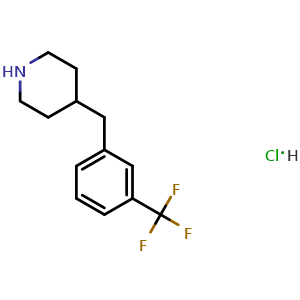 Chemical structure of 4-(3-Trifluoromethyl-benzyl)piperidine hydrochloride , CAS 37581-29-6, AChemBlock Y235772