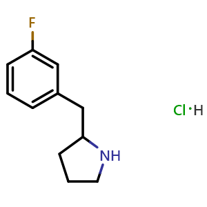 Chemical structure of 2-(3-Fluorobenzyl)pyrrolidine hydrochloride , CAS 1172515-73-9, AChemBlock Y235778