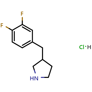 Chemical structure of 3-(3,4-Difluorobenzyl)pyrrolidine hydrochloride , CAS 2792201-52-4, AChemBlock Y235793