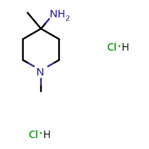 Chemical structure of 1,4-Dimethyl-4-piperidinamine dihydrochloride , CAS 1461708-56-4, AChemBlock Y235795