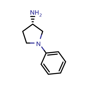 Chemical structure of (S)-1-Phenyl-3-pyrrolidinamine , CAS 30697-26-8, AChemBlock Y235811