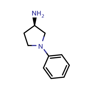 Chemical structure of (R)-1-Phenyl-3-pyrrolidinamine , CAS 1048687-96-2, AChemBlock Y235812