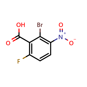 Chemical structure of 2-Bromo-6-fluoro-3-nitrobenzoic acid , CAS 1036388-81-4, AChemBlock Y235906