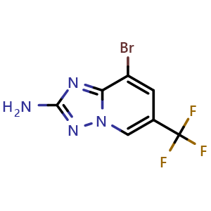 Chemical structure of 8-Bromo-6-(trifluoromethyl)-[1,2,4]triazolo[1,5-a]pyridin-2-amine , CAS 1257705-46-6, AChemBlock Y235909