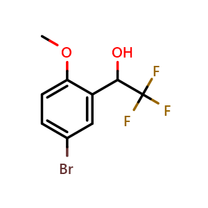 Chemical structure of 1-(5-Bromo-2-methoxyphenyl)-2,2,2-trifluoroethan-1-ol , CAS 1169882-53-4, AChemBlock Y235920