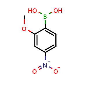 Chemical structure of (2-Methoxy-4-nitrophenyl)boronic acid , CAS 949892-13-1, AChemBlock Y235922