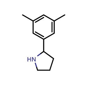 Chemical structure of 2-(3,5-Dimethylphenyl)pyrrolidine , CAS 383127-44-4, AChemBlock Y235924